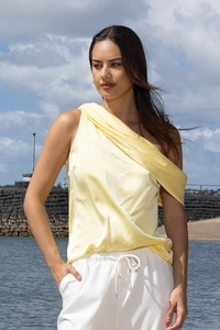 Sale Tops: Gabbie Satin Top Yellow