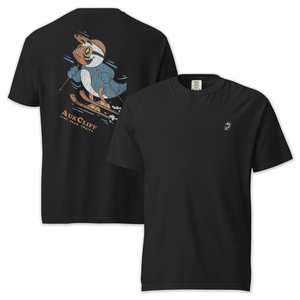 Puffin Pride: Retro Snowboarder Puffin Comfort Colors Back Print T-Shirt