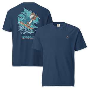 Retro Snowboarder Puffin Comfort Colors Back Print T-Shirt