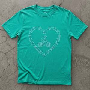 Mountain Biking: Till Death Do Us Part, a Chain Heart in One Line T-shirt