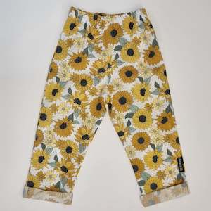 Trousers - White with Big Sunflowers