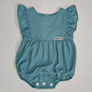 Ivy Ruffle Romper - Blue Polkadot