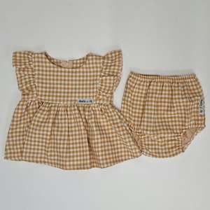 Ivy Collection: Ivy Ruffle + Bloomer Set - Mustard Gingham