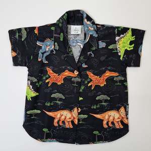 Short Sleeve Shirt: Short Sleeve Shirt - Black Dino