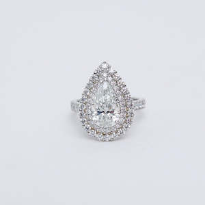 Pear Double Halo Ring