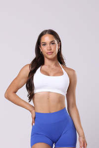 Crops Sports Bras: Sculpt Halter Crop - White