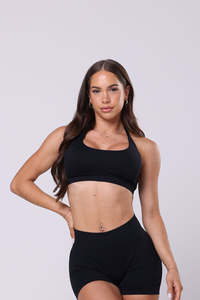 Crops Sports Bras: Sculpt Halter Crop - Black
