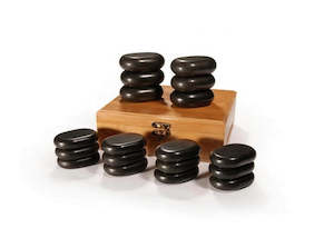 Therapist Aids: 18pce Basalt Stone set Medium Massage Stones