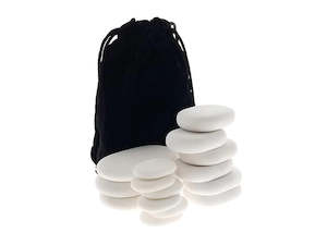 Hot Stone Massage: 15 piece Deluxe Marble Cold Stone Set + Velvet Travel Bag