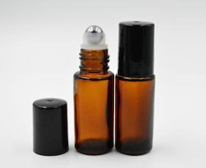 Bottles: Roll on Bottle 5ml Amber Glass / refillable / Essential Oil Roller Bottle
