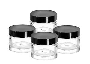 Containers Pots: Glass Pots 30gm / Lip Balm Pots, Cosmetic / Clear, Black Lid
