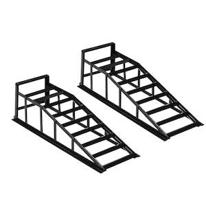 Car Ramp Pair 2000kg – Extra-Wide Heavy-Duty Steel Ramps (2 Ton Capacity) - Black