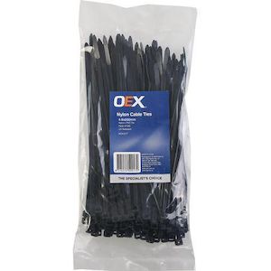 OEX ACX1317 Black Nylon Cable Ties 4.8mm x 200mm – UV Resistant, 100 Pack for &hellip;