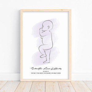 Products: Watercolour Scale Birth Print – Autumn Designs
