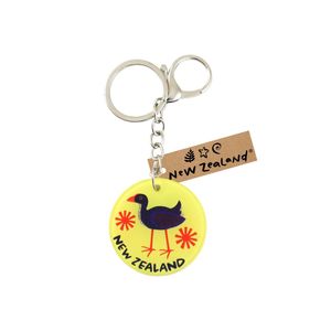 Keyring w/Clip NZ Round Pukeko 45mm - Avalon International
