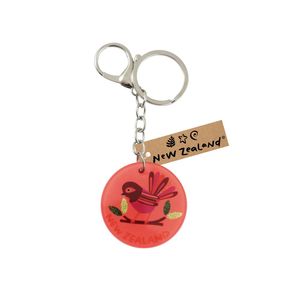 Keyring w/Clip NZ Round Fantail 45mm - Avalon International