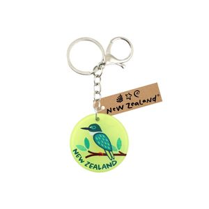 Keyring w/Clip NZ Round Kingfisher 45mm - Avalon International