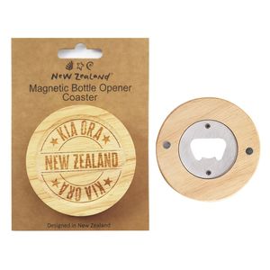 Products: Bottle Opener Magnet Coaster NZ 8cm B/C - Avalon International