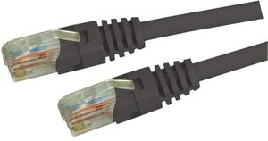 Products: DYNAMIX 10M Cat5E Black UTP Patch Lead (T568A Specification) 100MHz Slimline Molding & Latch Down Plug - AVN Solutions