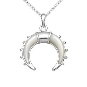 Charms & Pendants: Sterling Silver Mother of Pearl Horn Pendant