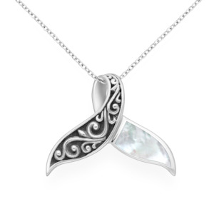 Pendant: Sterling Silver Mother of Pearl Shell Whales Tail Pendant