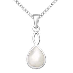 Sterling Silver Mother of Pearl Shell Twist Pendant