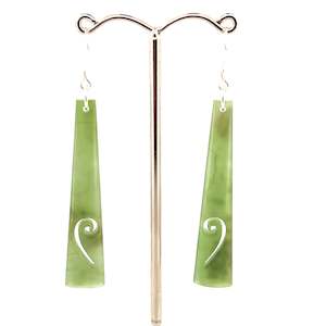 Earrings: NZ Greenstone Koru Drop Earrings 50 mm