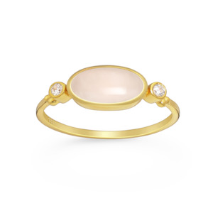 Gemstones: Gold Rose Quartz & Cubic Zirconia Ring