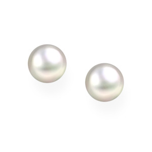 Earrings: White Freshwater Pearl Stud Earrings - 9 mm