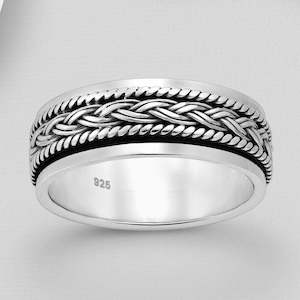 Sterling Silver Kete Weave Spin Ring