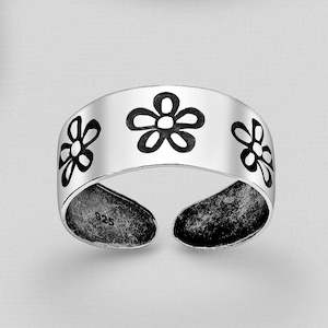 Sterling Silver Flower Toe Ring