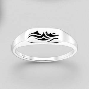 925 Sterling Silver Oxidized Wave Ring