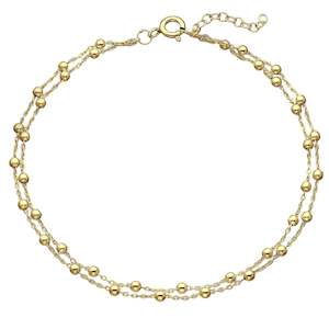 Ball Layered Anklet, Plated with 1 Micron 14K Yellow Gold