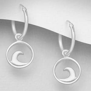 Home Bestseller Earrings: Sterling Silver Wave Hoop Sleeper Earrings