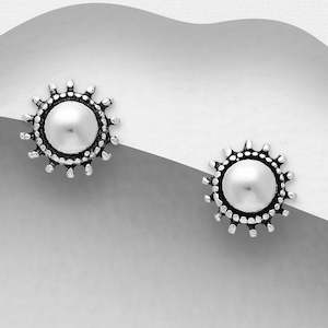 Home Bestseller Earrings: Sterling Silver Sun Stud Earrings