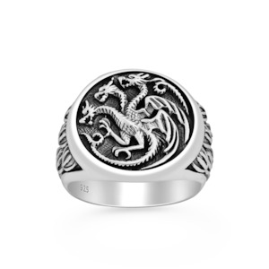 Home Bestseller Rings: Sterling Silver Dragon Signet Ring