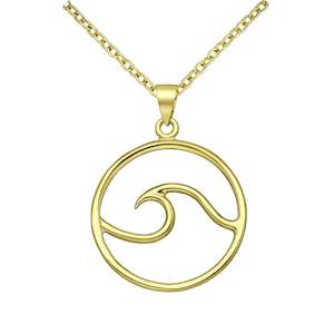 Gold Wave Pendant Plated with 1 Micron 14K Yellow Gold