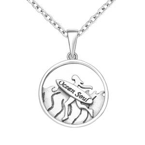 Sterling Silver Ocean Soul Girl Surf Pendant