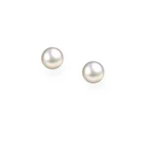 Freshwater Pearls: Sterling Silver AAA Grade White Freshwater Pearl Stud Earrings 7 mm