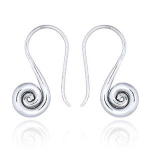 Earrings: Sterling Silver Koru Drop Earrings
