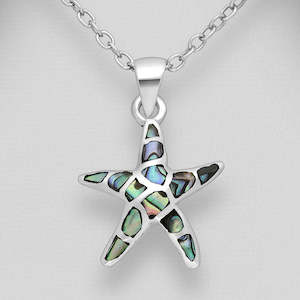 Pendants: Small Sterling Silver & Paua Shell Star Fish Pendant