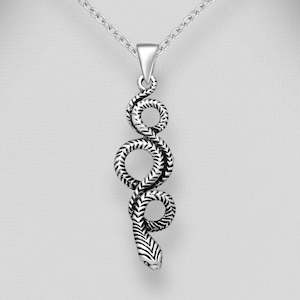 Sterling Silver Oxidised Snake Pendant