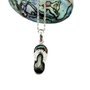 Sterling Silver & Paua Shell Jandal Pendant