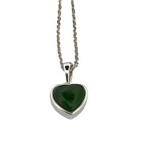 Sterling Silver Tiny Greenstone Heart Pendant