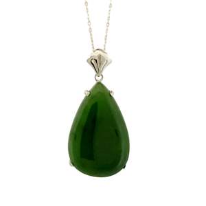 Sterling Silver Greenstone Chunky Drop Pendant