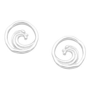 Sterling Silver Textured Wave Stud Earrings