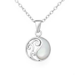 Sterling Silver & Mother of Pearl Shell Circle Pendant