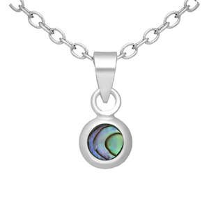 Surf Sea: Sterling Silver Tiny Paua Shell Circle Pendant