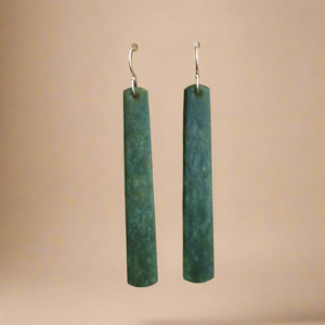 Pounamu Earrings: Whakakai Pounamu (Drop Earrings) - 19
