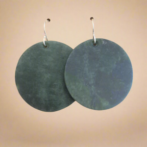 Pounamu Earrings: Whakakai Pounamu (Disc Earrings) - 3